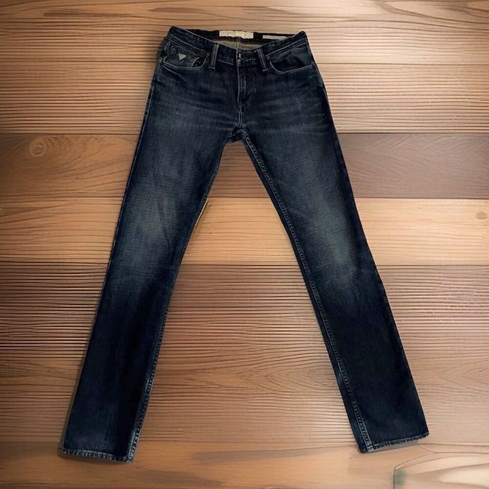 Guess Mens 30x32 Robertson Slim Tapered Dark Wash Denim Jeans Y2K
